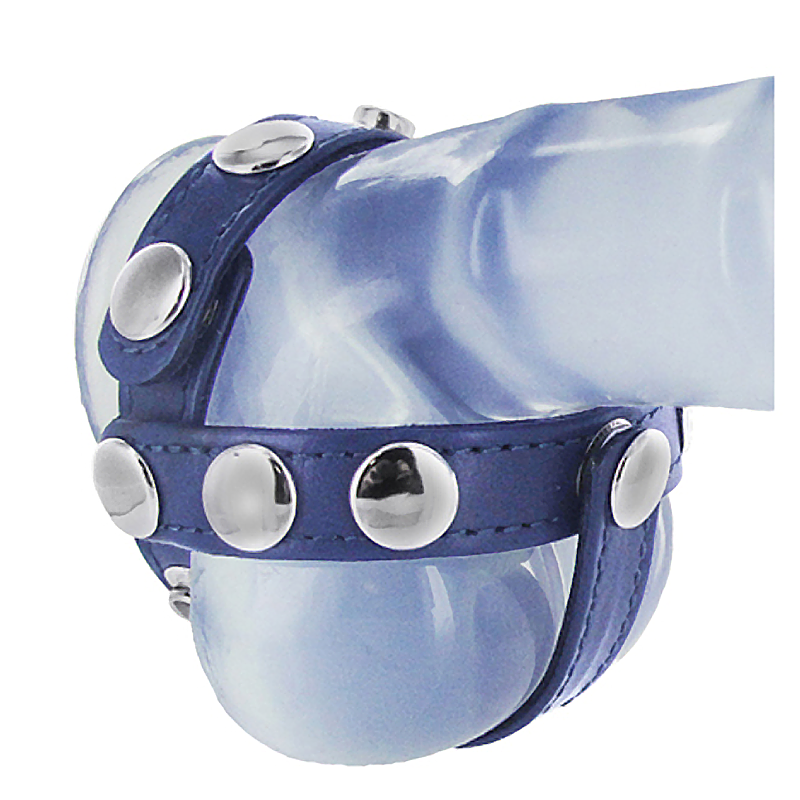 Blue Leather Cock and Ball Harness Blue Leather Cock and Ball Harness