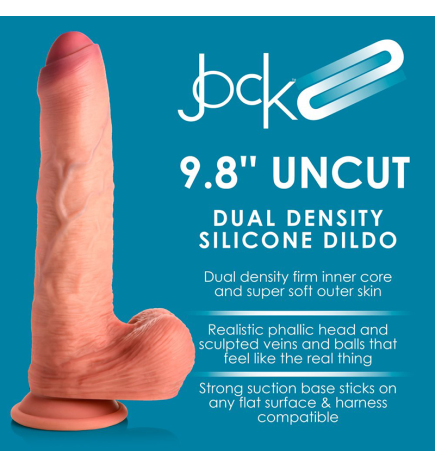 9.8 Inch Dual Density Uncut Dildo with Balls