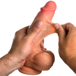 Real Skin Silicone Dildo with Balls - 8 Inch