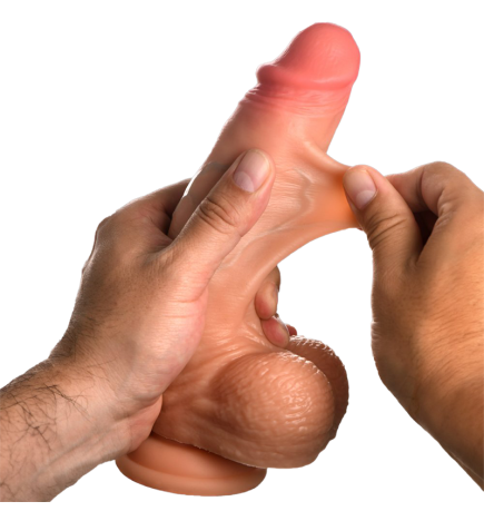 Real Skin Silicone Dildo with Balls - 8 Inch