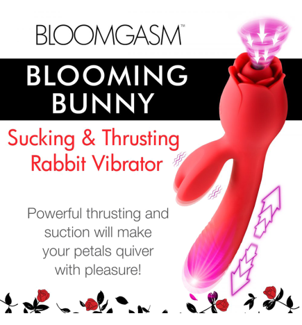 Blooming Bunny Sucking and Thrusting Silicone Rabbit Vibrator