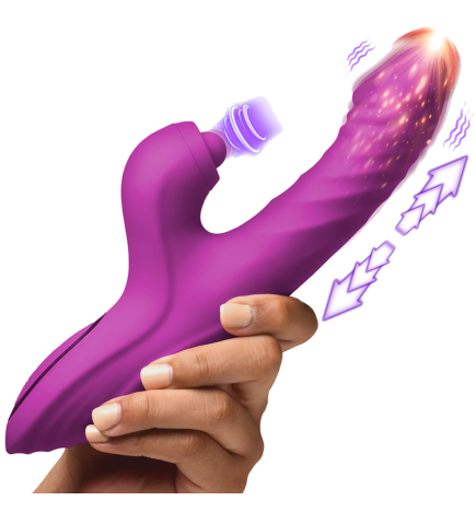 Bumping Bunny Thrusting & Pulsing Silicone Rabbit Vibrator