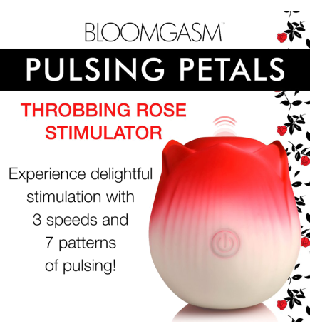 Pulsing Petals Throbbing Rose Clit Stimulator - Red