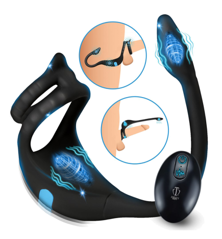 Vibrating Silicone Cock Ring and Anal Stimulator