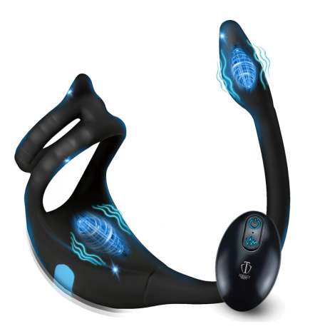 Vibrating Silicone Cock Ring and Anal Stimulator