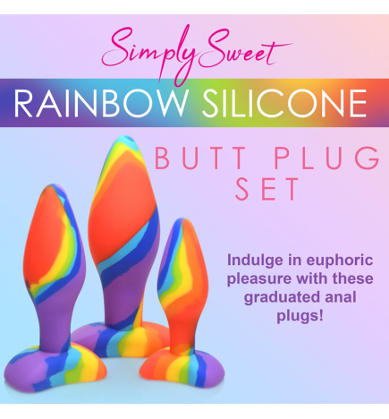 3 Piece Rainbow Silicone Butt Plug Set