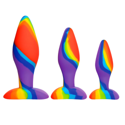 3 Piece Rainbow Silicone Butt Plug Set