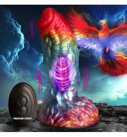 Rainbow Phoenix Vibrating Silicone Dildo with Remote