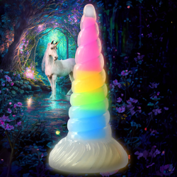 Uni-Glow Glow-In-The-Dark Rainbow Silicone Dildo