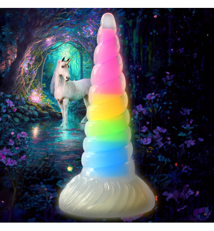 Uni-Glow Glow-In-The-Dark Rainbow Silicone Dildo