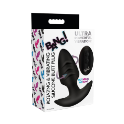 Rotating and Vibrating Silicone Butt Plug - Black