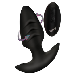 Rotating and Vibrating Silicone Butt Plug - Black