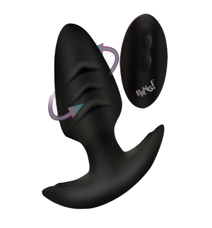 Rotating and Vibrating Silicone Butt Plug - Black