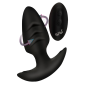 Rotating and Vibrating Silicone Butt Plug - Black
