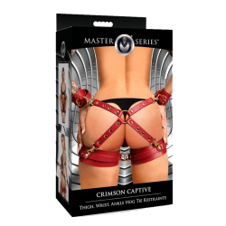 Crimson Captive Thigh, Wrist and Ankle Hog Tie Restraints