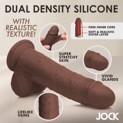 Real Skin Silicone Dildo with Balls 10 Inch - Dark