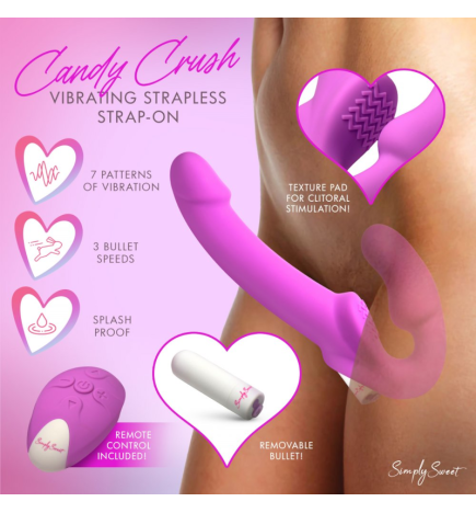 Candy Crush - Purple Vibrating Strapless Strap-On w/Remote