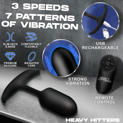 Vibrating Weighted Silicone Anal Plug - Medium