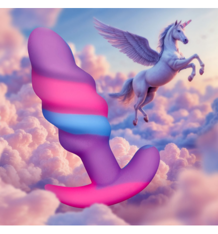 Unicorn Swirl Silicone Butt Plug - Small