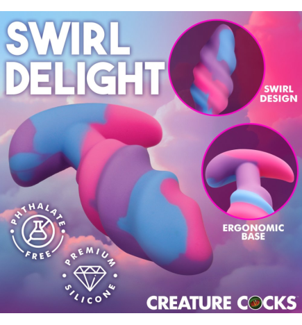 Unicorn Swirl Silicone Butt Plug - Small