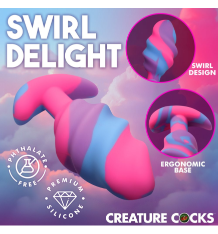 Unicorn Swirl Silicone Butt Plug - Large