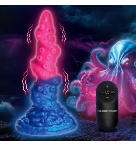 Deluxe Lord Kraken Vibrating Glow-in-the-Dark Silicone Dildo