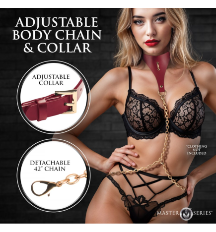 Captivate Collar with Body Chain - Red