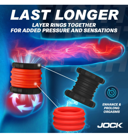 2-in-1 Silicone Cock Ring - Red