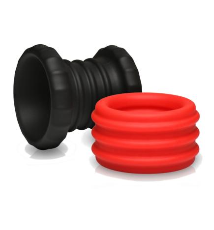 2-in-1 Silicone Cock Ring - Red