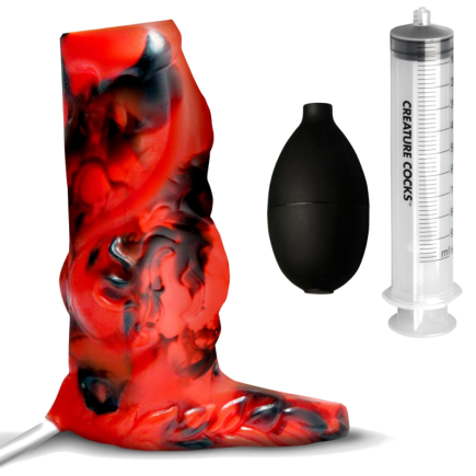 Hell Hound Squirting Silicone Penis Enhancer - Red