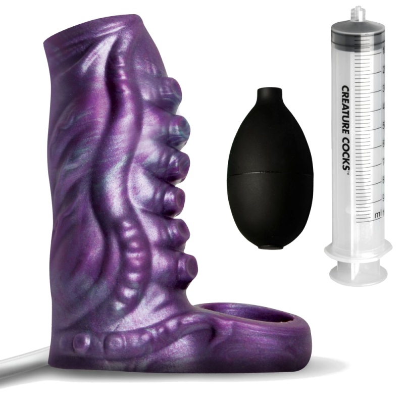 Tentacle Squirting Silicone Penis Enhancer - Purple Tentacle Squirting Silicone Penis Enhancer - Purple