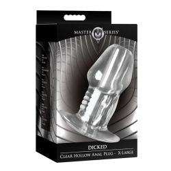 Dicked Clear Hollow Anal Plug - X-Large