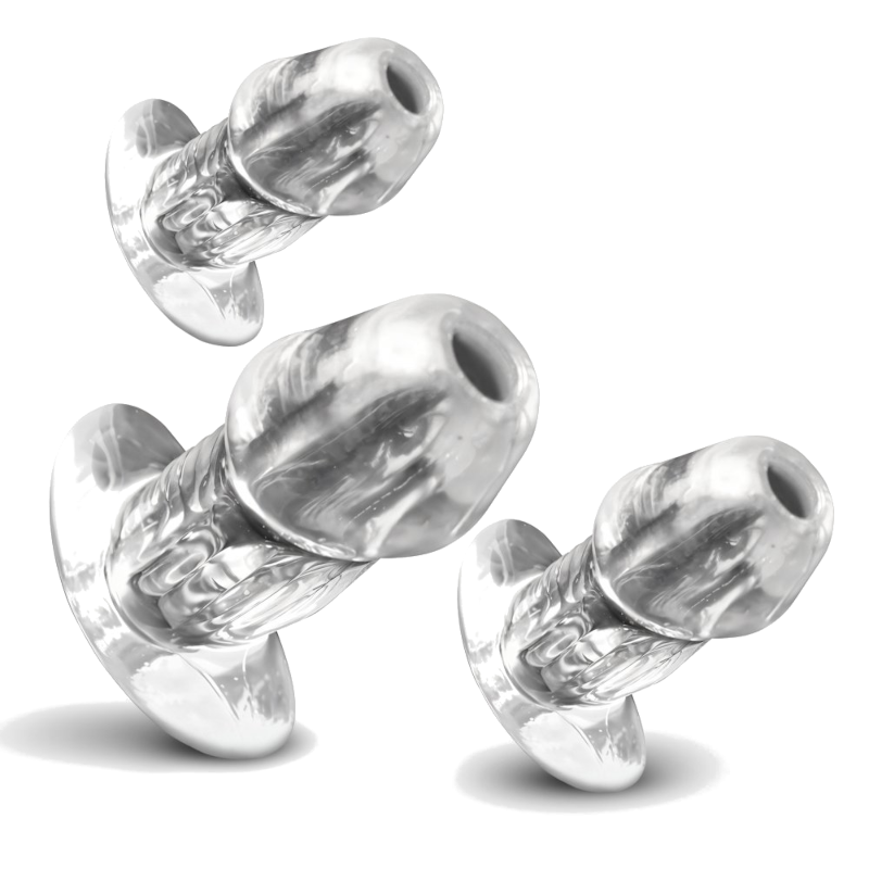 Dicked Clear Hollow Anal Plug - 3pc Set
