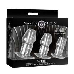 Dicked Clear Hollow Anal Plug - 3pc Set