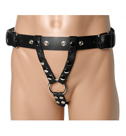 Double Penetration Premium Leather Dildo Harness for Men