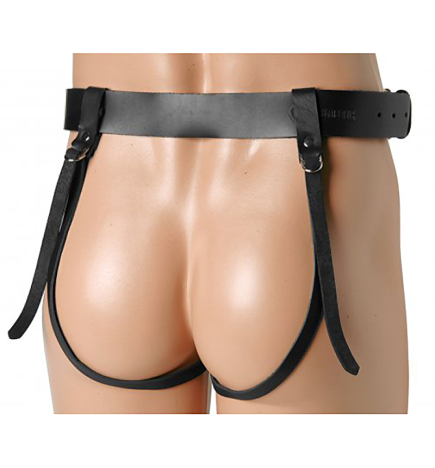 Double Penetration Premium Leather Dildo Harness for Men