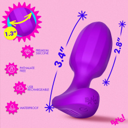 Ribbed Vibrating Silicone Butt Plug
