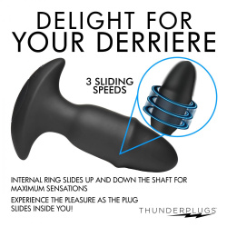 Rim Slide 10X Sliding Ring Silicone Butt Plug with Remote