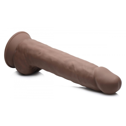 Silexpan Dark Hypoallergenic Silicone Dildo with Balls - 10 Inch