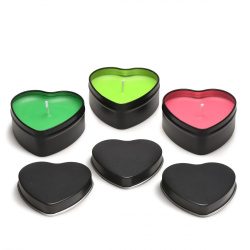 Burning Heart Blacklight Reactive Heart Drip Candle Set of 3