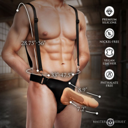 Magnum 9" Hollow Silicone Dildo w/ Harness