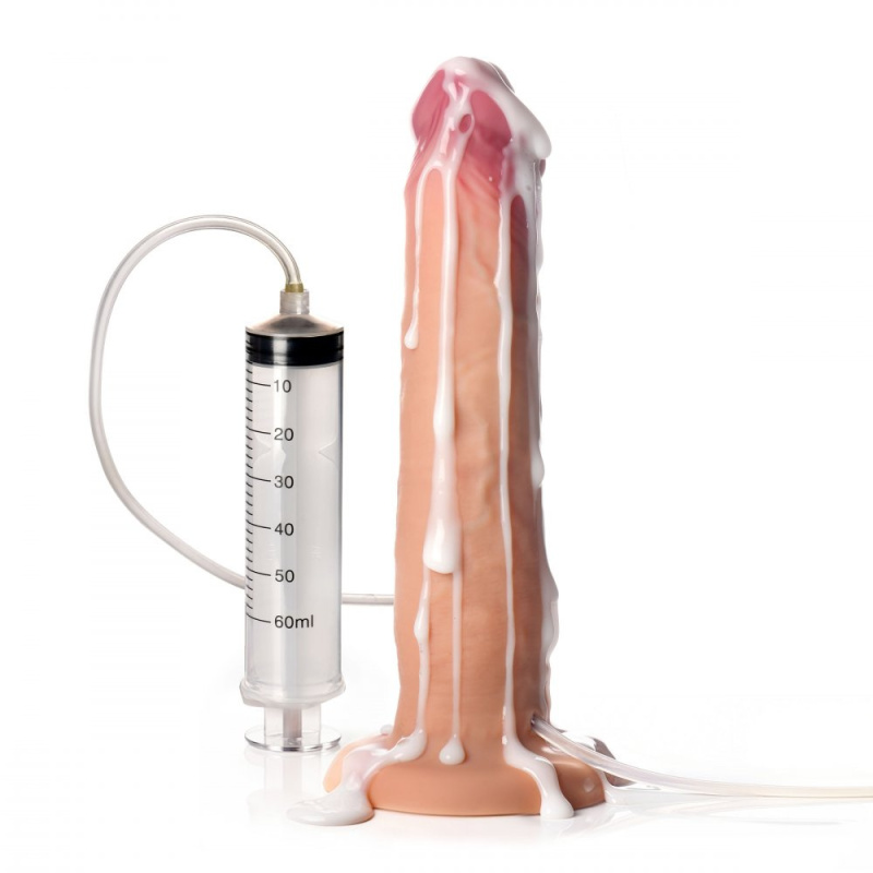 Real Skin 9.75" Ejaculating Silicone Dildo