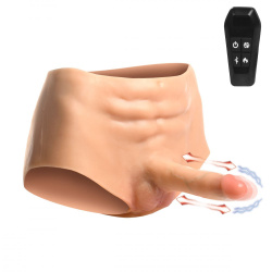 Power Briefs Thrusting & Vibrating Silicone Penis Shorts