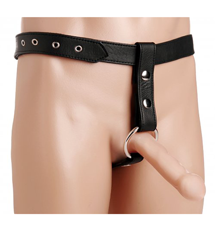 Leather Butt Plug Harness with Cock Ring