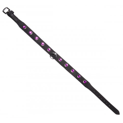 Leather Rhinestone Collar - Amethyst