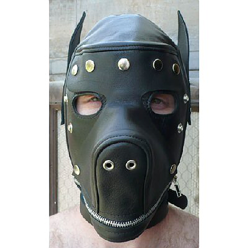 Stockroom Leather Dog Hood with Blindfold