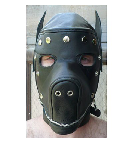 Stockroom Leather Dog Hood with Blindfold