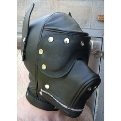 Stockroom Leather Dog Hood with Blindfold
