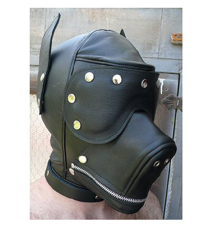 Stockroom Leather Dog Hood with Blindfold