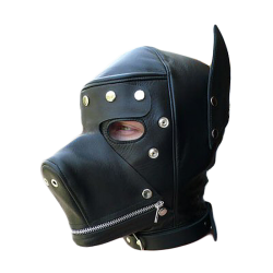 Stockroom Leather Dog Hood with Blindfold